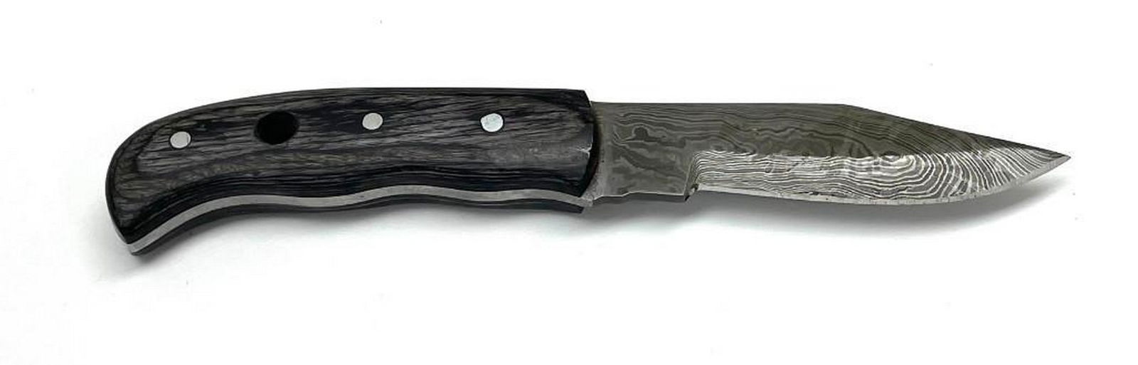 Riveted Black Full Tang Handled Damascus Hunting Blade (1 of 3)