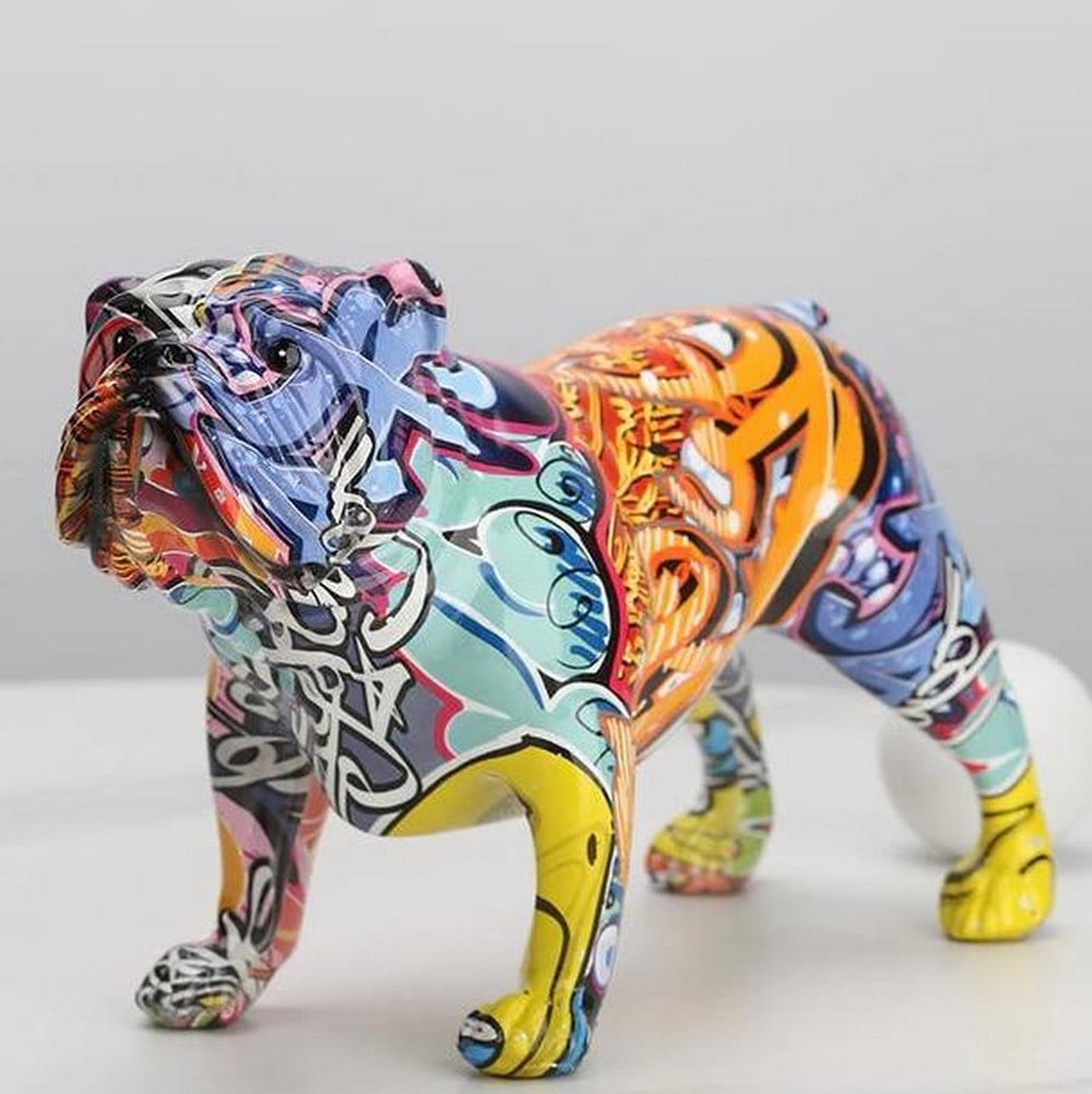 10" - Custom Designed English Bulldog Graffiti Painted Pet Statue (1 of 2)