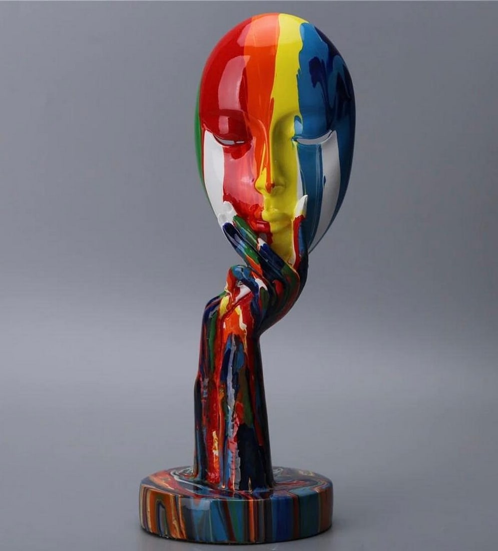 15" - Custom Abstract Painted Face Sculpture (1 of 2)