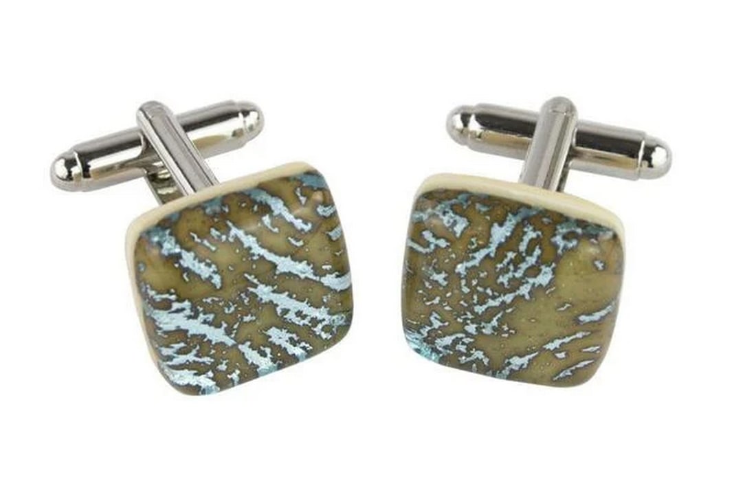 Light Blue Murano Glass Mens Cufflinks (1 of 3)