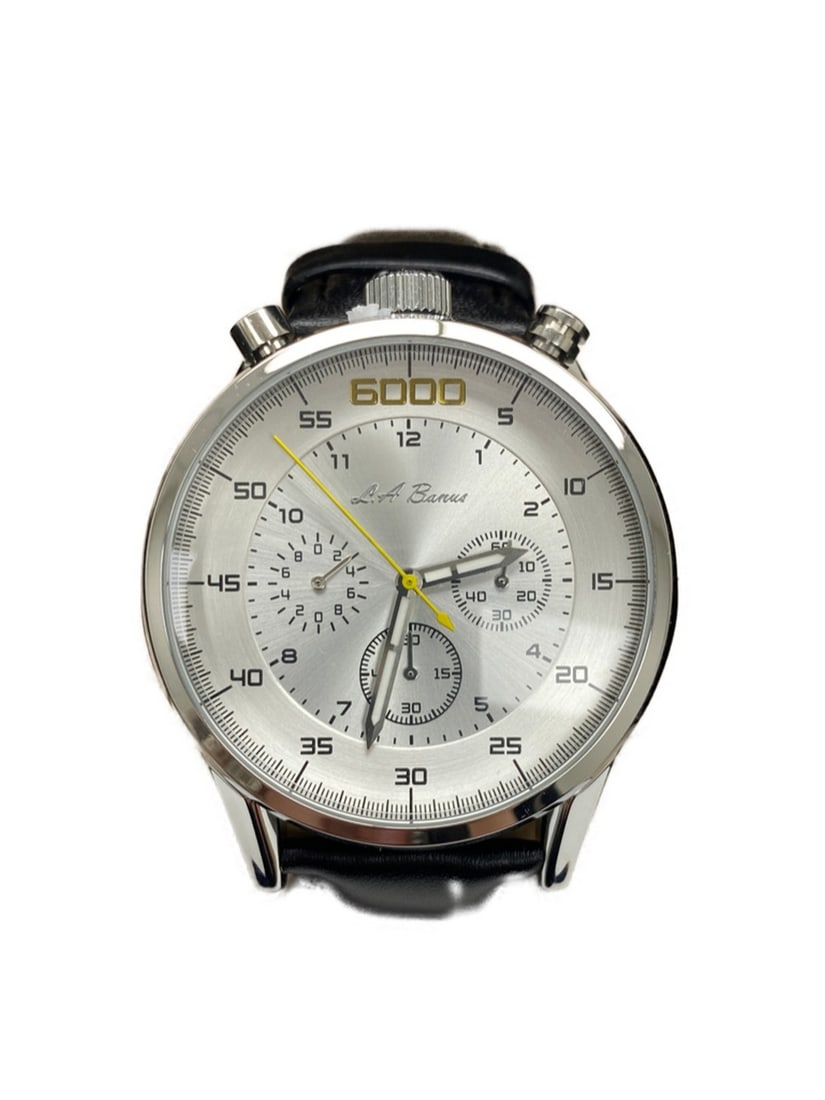 Mens L.A Banus Chronograph Metallic Stainless Steel Genuine Leather Band Watch (1 of 3)