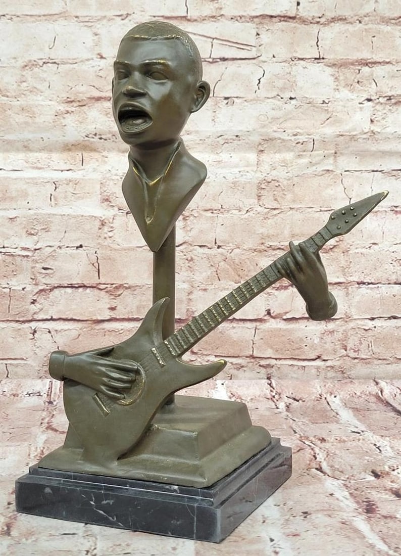 Electric Guitar Player Original Bronze Statue – 13" x 10" (1 of 6)