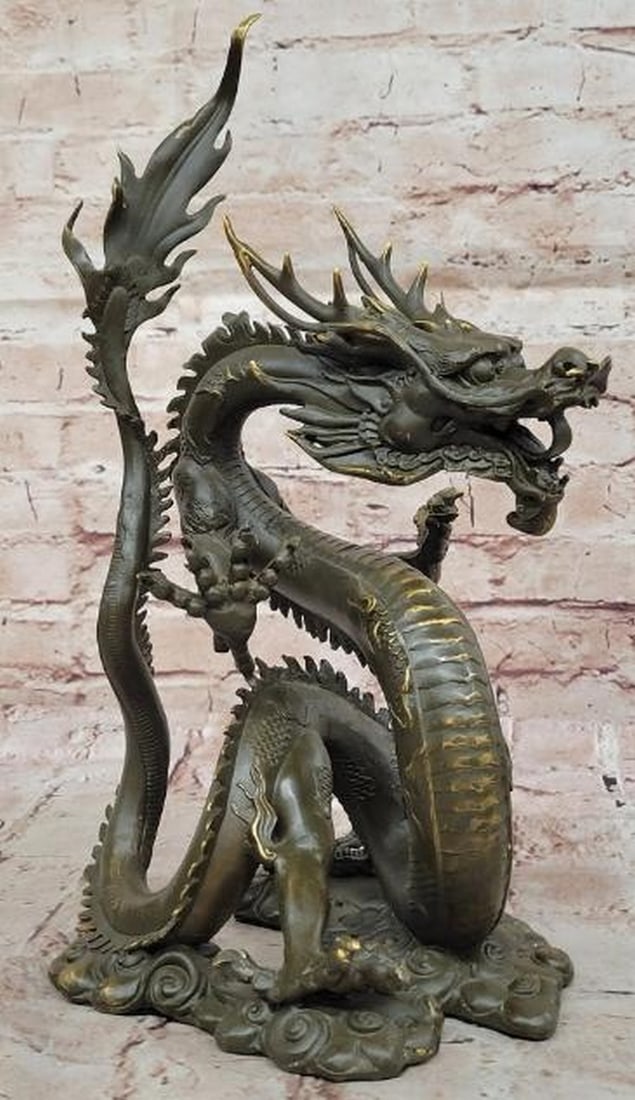 Imperial Might: Chinese Dragon Bronze Statue (1 of 7)