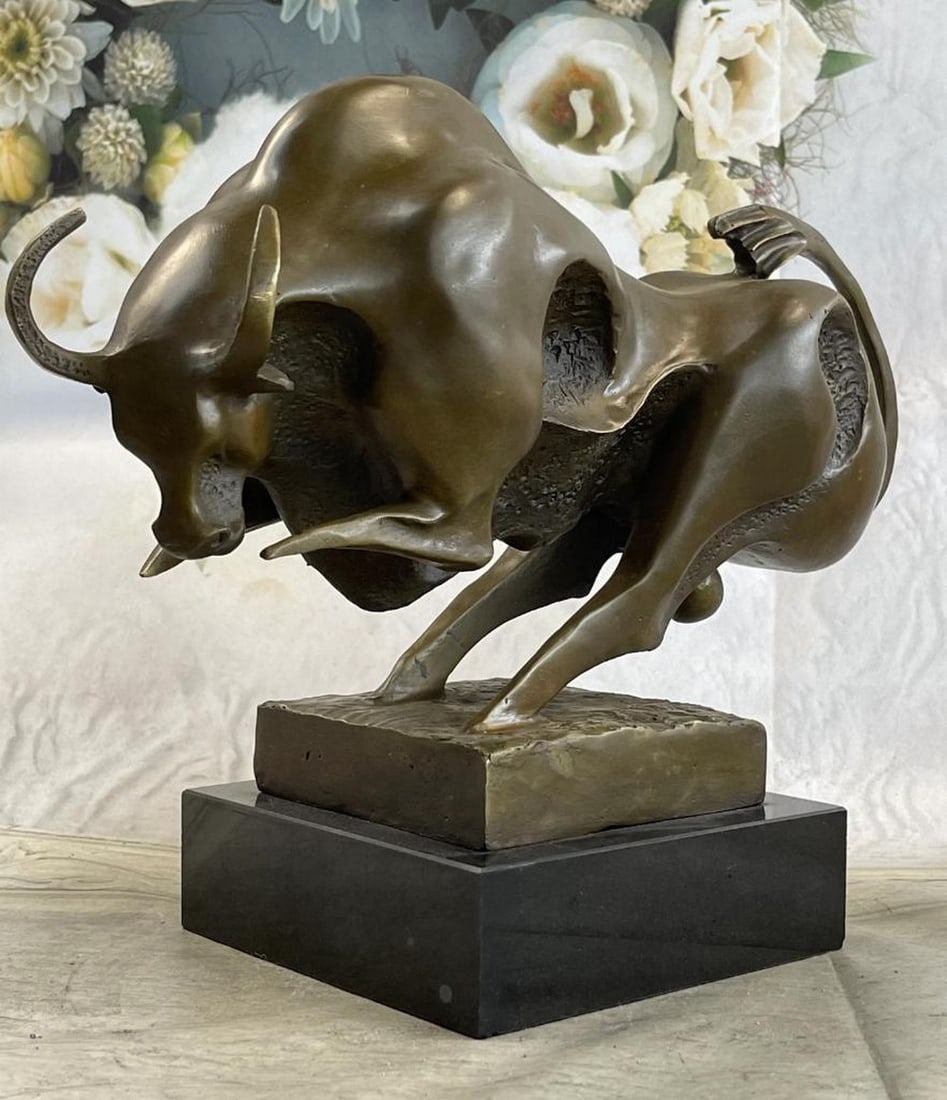 Signed Original Abstract Charging Bull Bronze Sculpture - 10" x 14" (1 of 8)
