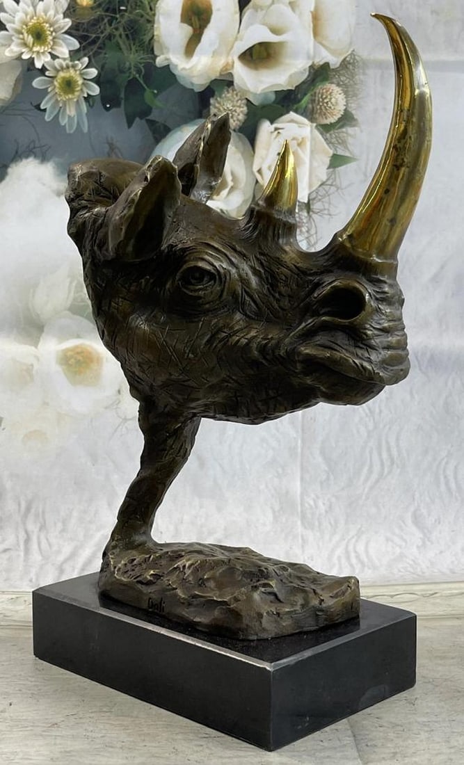 Rhinoceros Rhino Bronze Metal Handmade Statue Sculpture Modern Art - 13lbs (1 of 8)