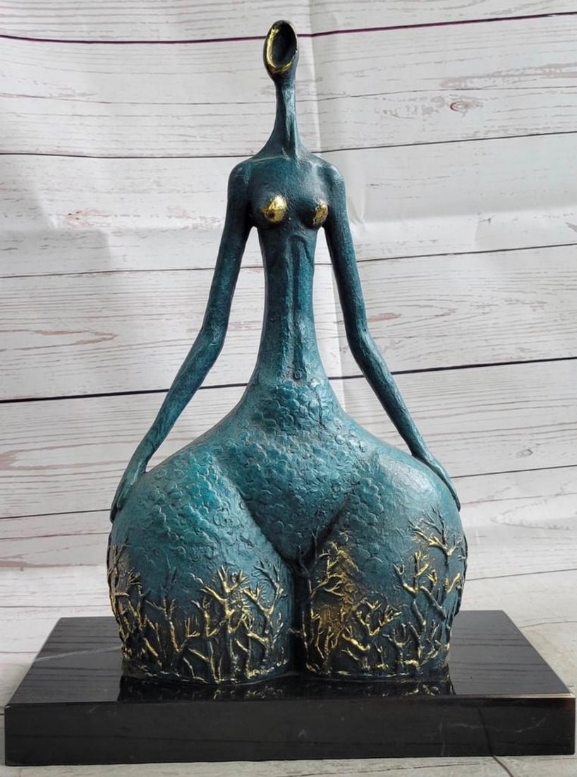 Wide Waist Curvy Female Bronze Sculpture: Wide Waist Curvy Female Bronze Sculpture This wonderfully curvaceous woman bears the wide hips commonly attributed to femininity and fertility. It is a 100% bronze, cast using the lost wax method. It