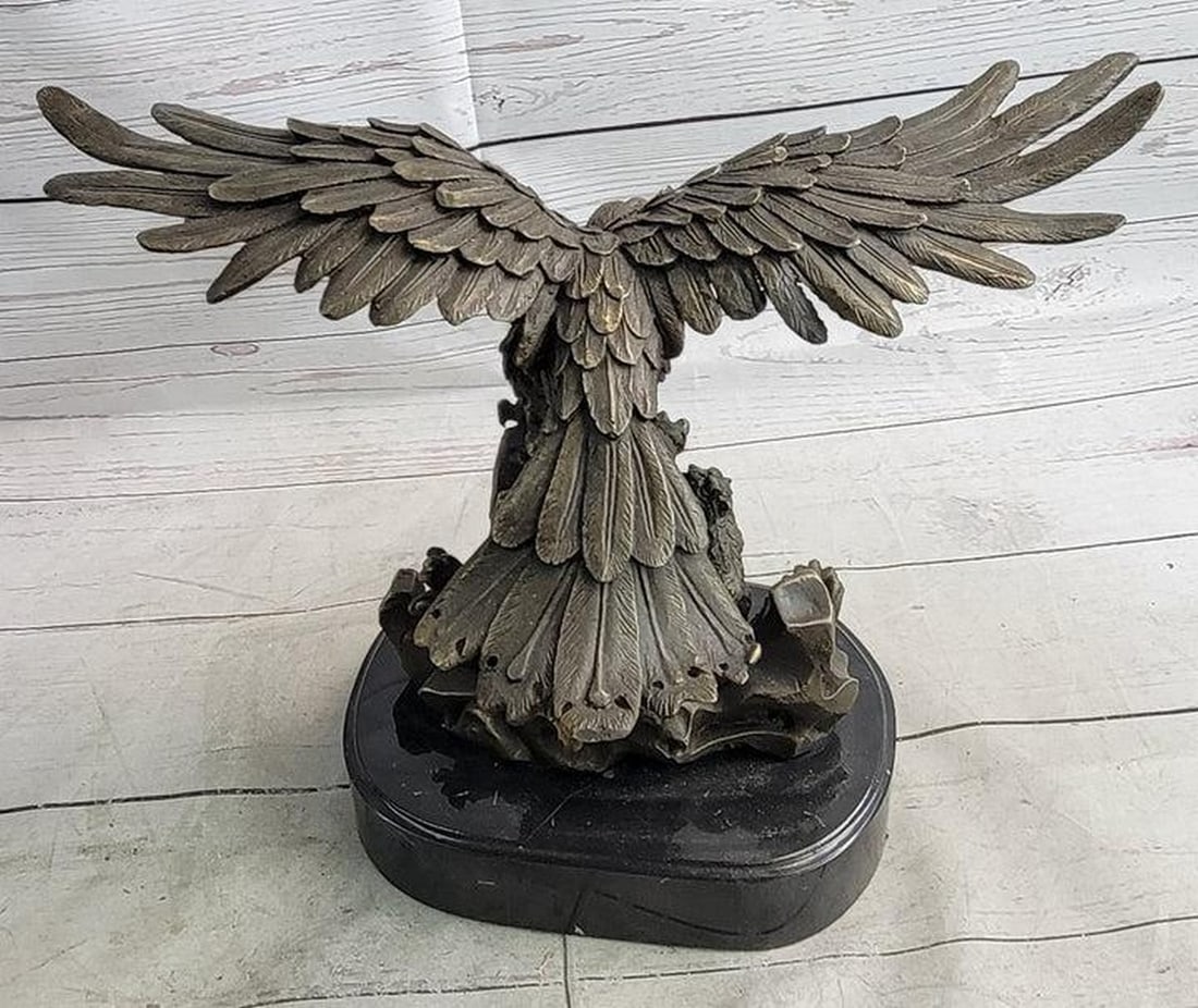 Original Eagle Landing on Waves Bronze Sculpture - 13" x 13" - 4