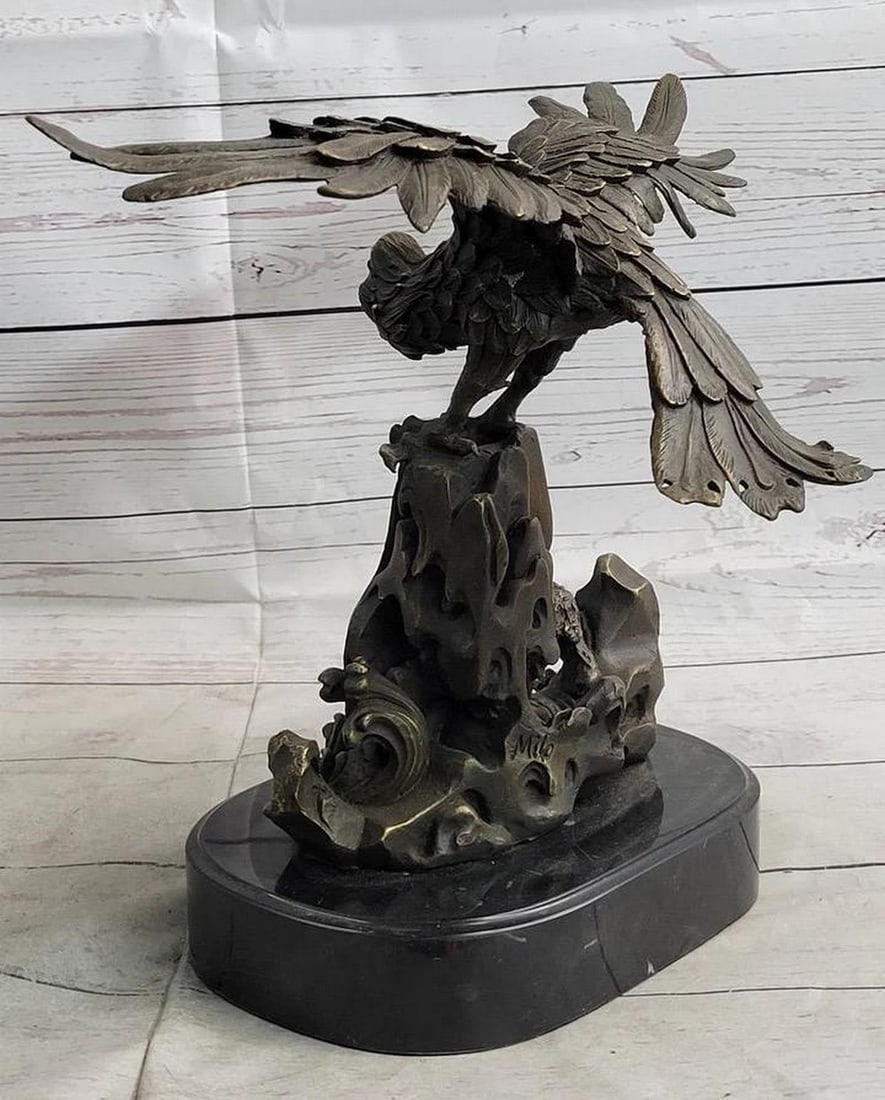 Original Eagle Landing on Waves Bronze Sculpture - 13" x 13" - 5