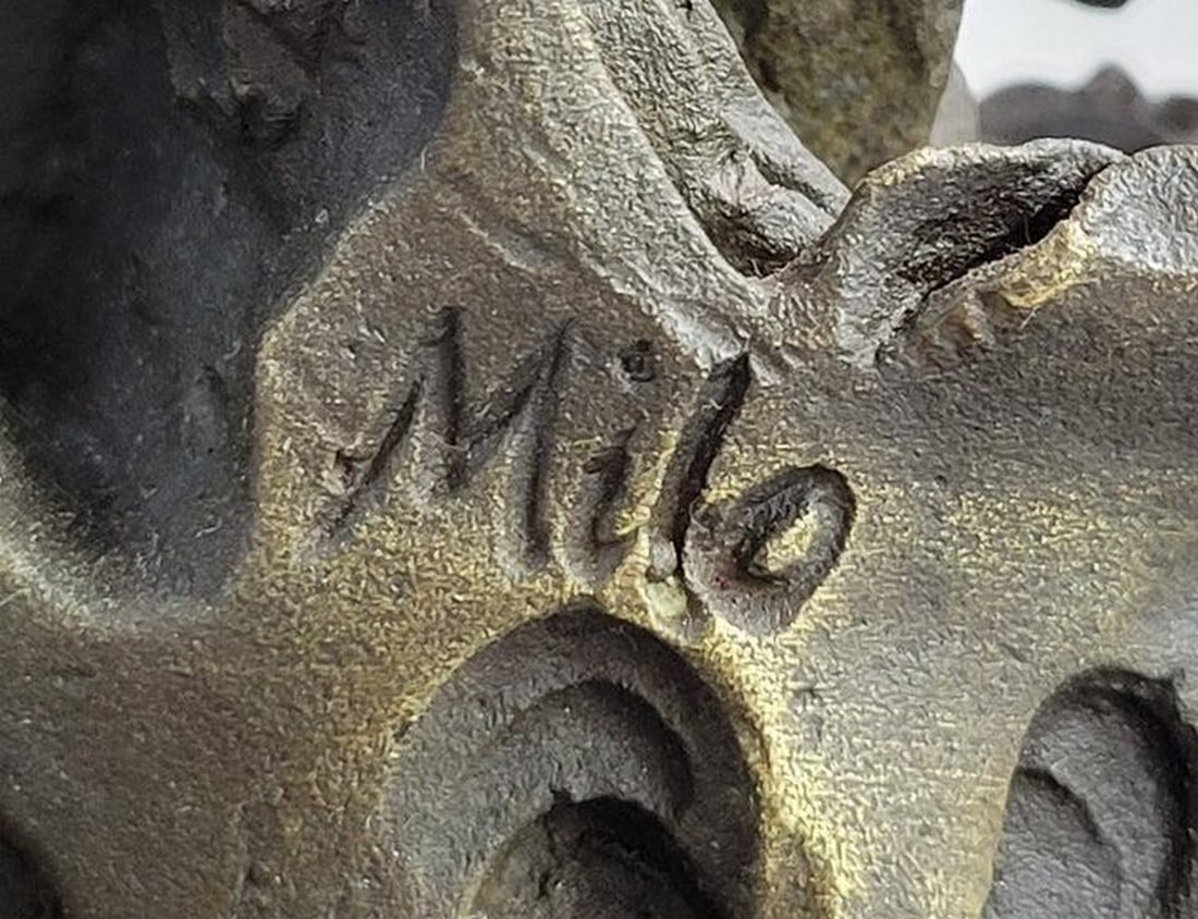 Original Eagle Landing on Waves Bronze Sculpture - 13" x 13" - 7