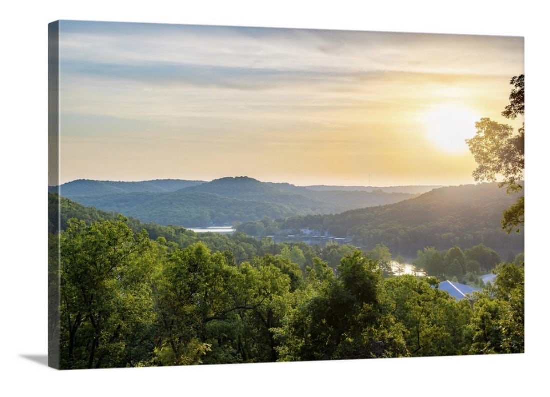 View Of Lake Of The Ozarks In Missouri At Sunrise Canvas Reproduction: View Of Lake Of The Ozarks In Missouri At Sunrise Canvas Reproduction Dimensions: 30 Inches x 20 Inches View Photos For Further Details.