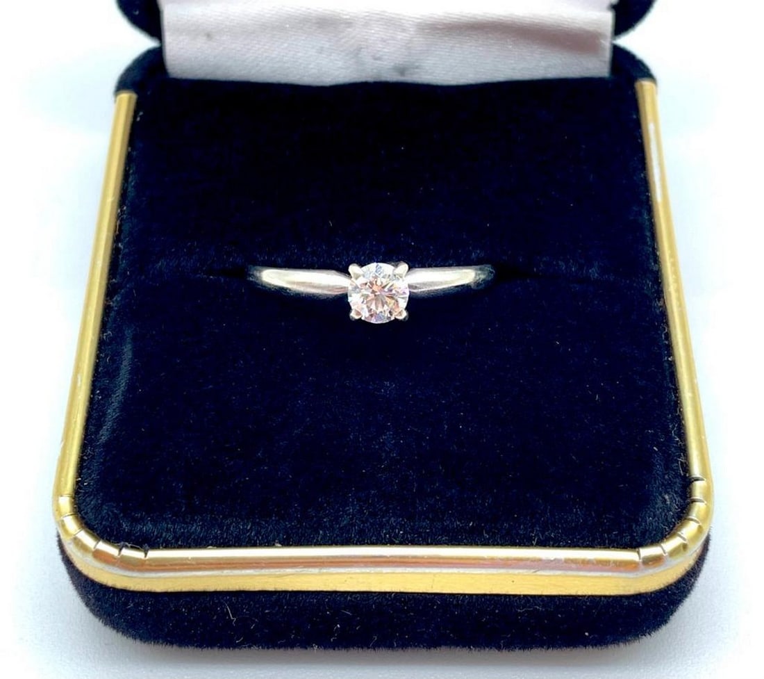 14 KT Gold and Natural Diamond Solitaire Style Ring (1 of 2)