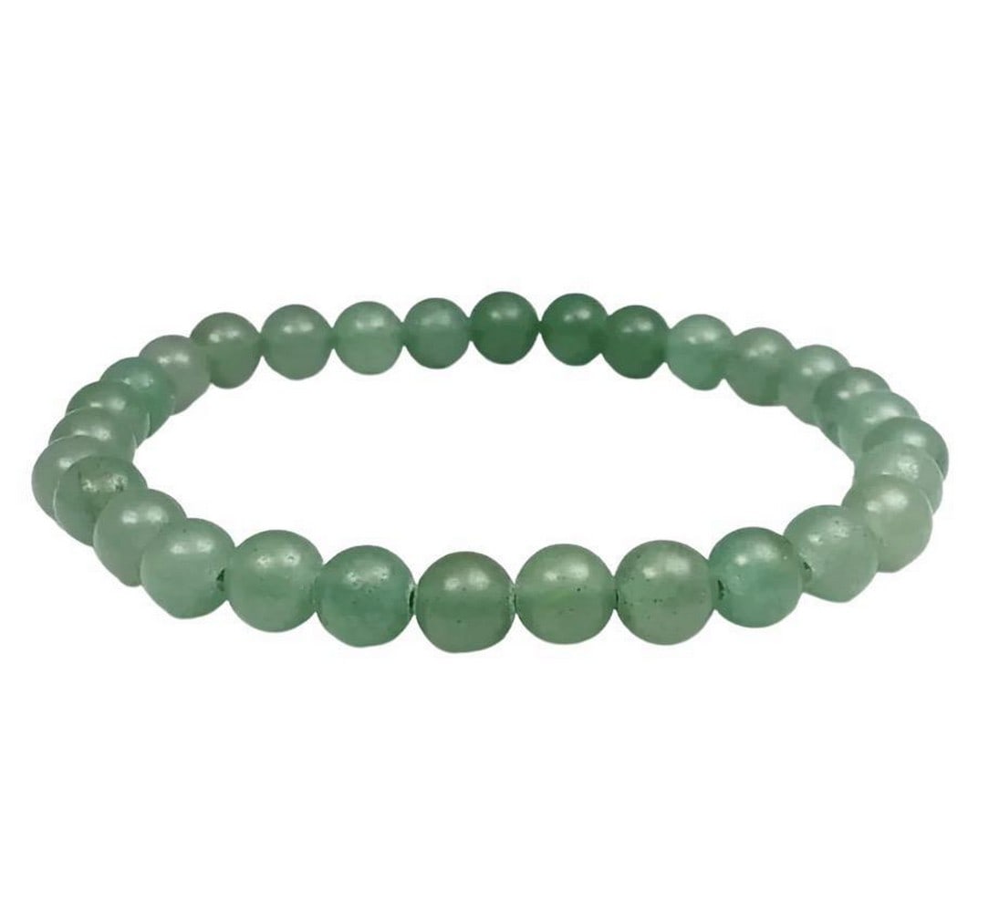 Green Aventurine 6mm Beaded Bracelet: Green Aventurine 6mm Beaded Bracelet Green Aventurine carries a strong relationship to Earth and can help better appreciation of nature. It is also ideal for calming quick-tempers and encouraging lov