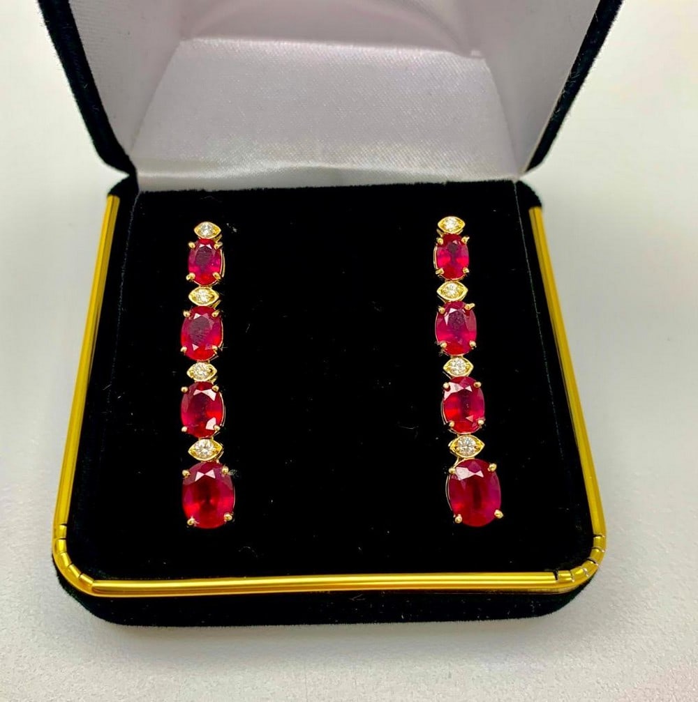 Brilliant Cut 14K Gold Ruby and Diamond Earrings (1 of 5)