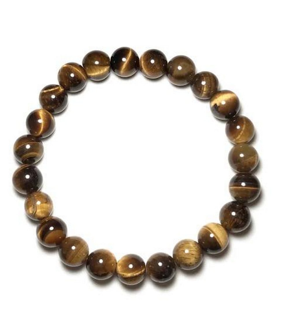 Tiger Eye Beaded Bracelet: Tiger Eye Beaded Bracelet Tiger eye or tigers eye is a member of the quartz family of stones. It is a brownish-gold gemstone to a reddish gold gemstone that may produce a chatoyancy or flash when it