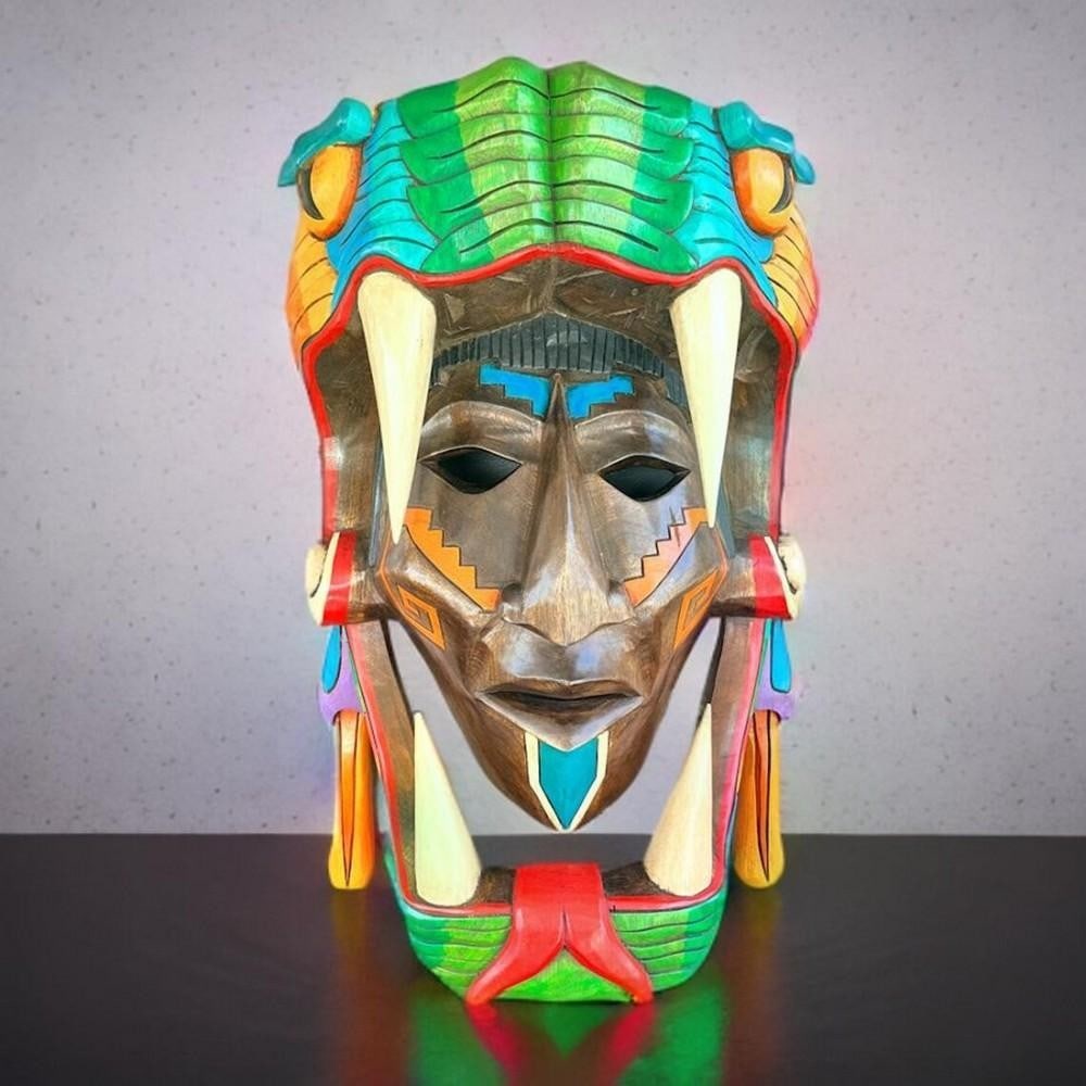 Mayan Serpent Rebirth Wooden Mask (1 of 6)
