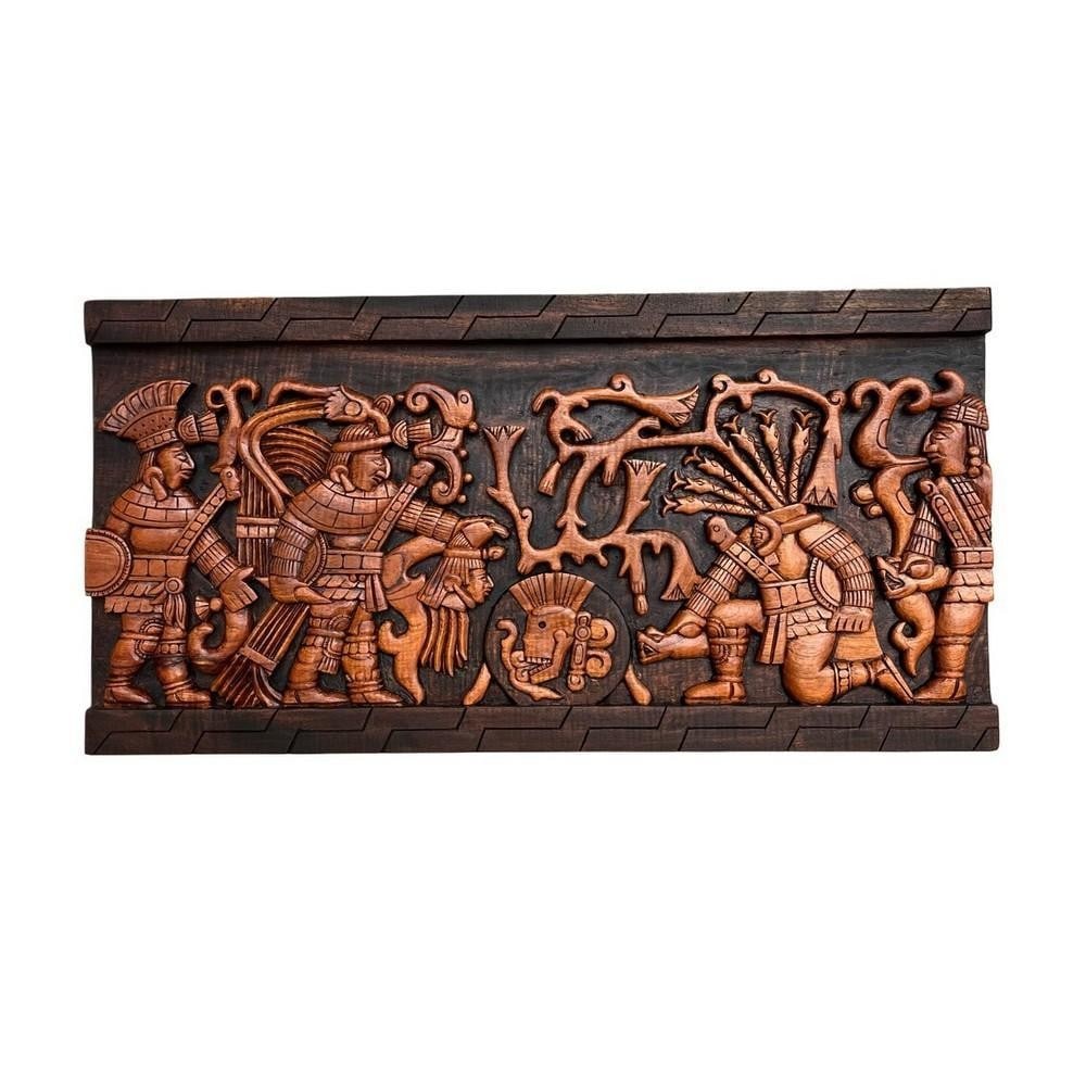 Mayan Sacrifice Hand-Carved Wooden Wall Art (1 of 4)