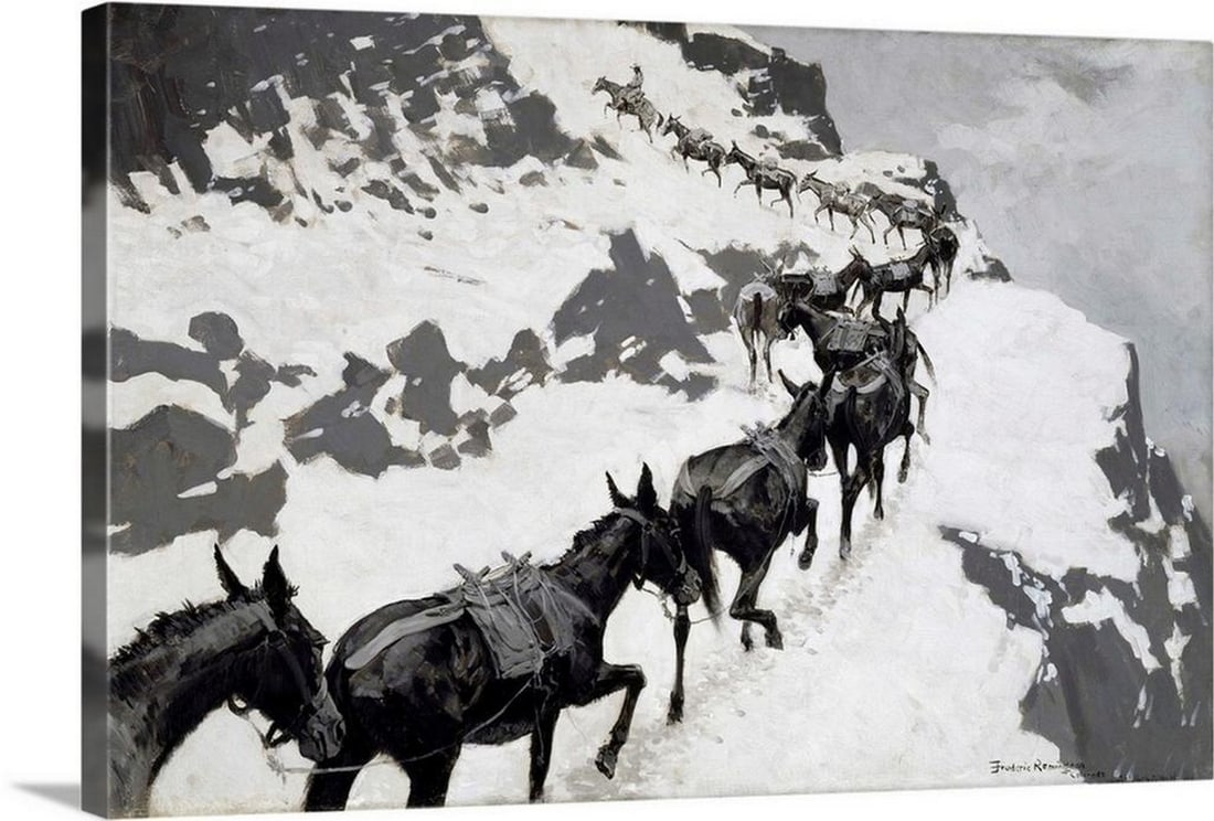 The Mule Pack (An Ore-Train Going Into The Silver Mines, Colorado) 1901 Canvas Reproduction (1 of 2)