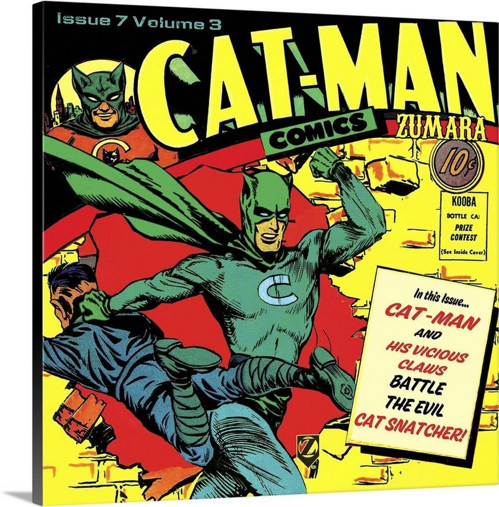 Catman Star Retro Comic Wall Art Canvas Reproduction (1 of 2)