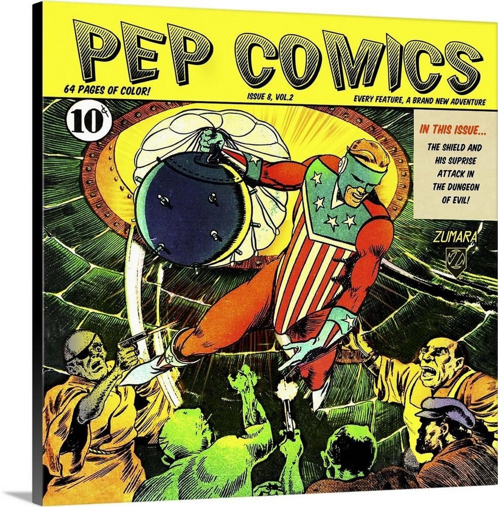 Shield Bomb Comic Art Canvas Reproduction (1 of 2)