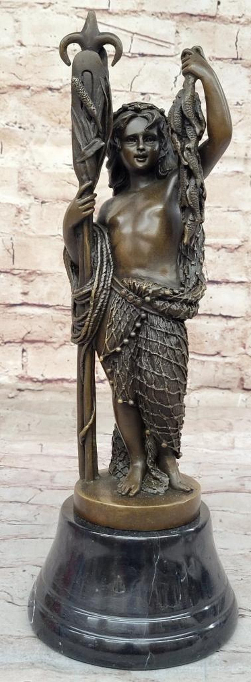 Hunter-Fisherman Bronze Sculpture Inspired by Albert Ernest Carrier Belleuse - 14" x 5" (1 of 7)