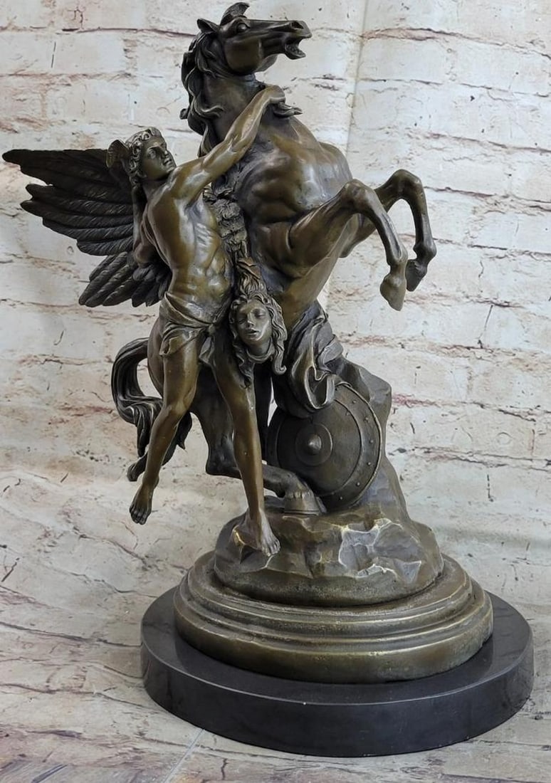 Perseus Mounting Pegasus Original Bronze Statue - 18" x 12" (1 of 6)