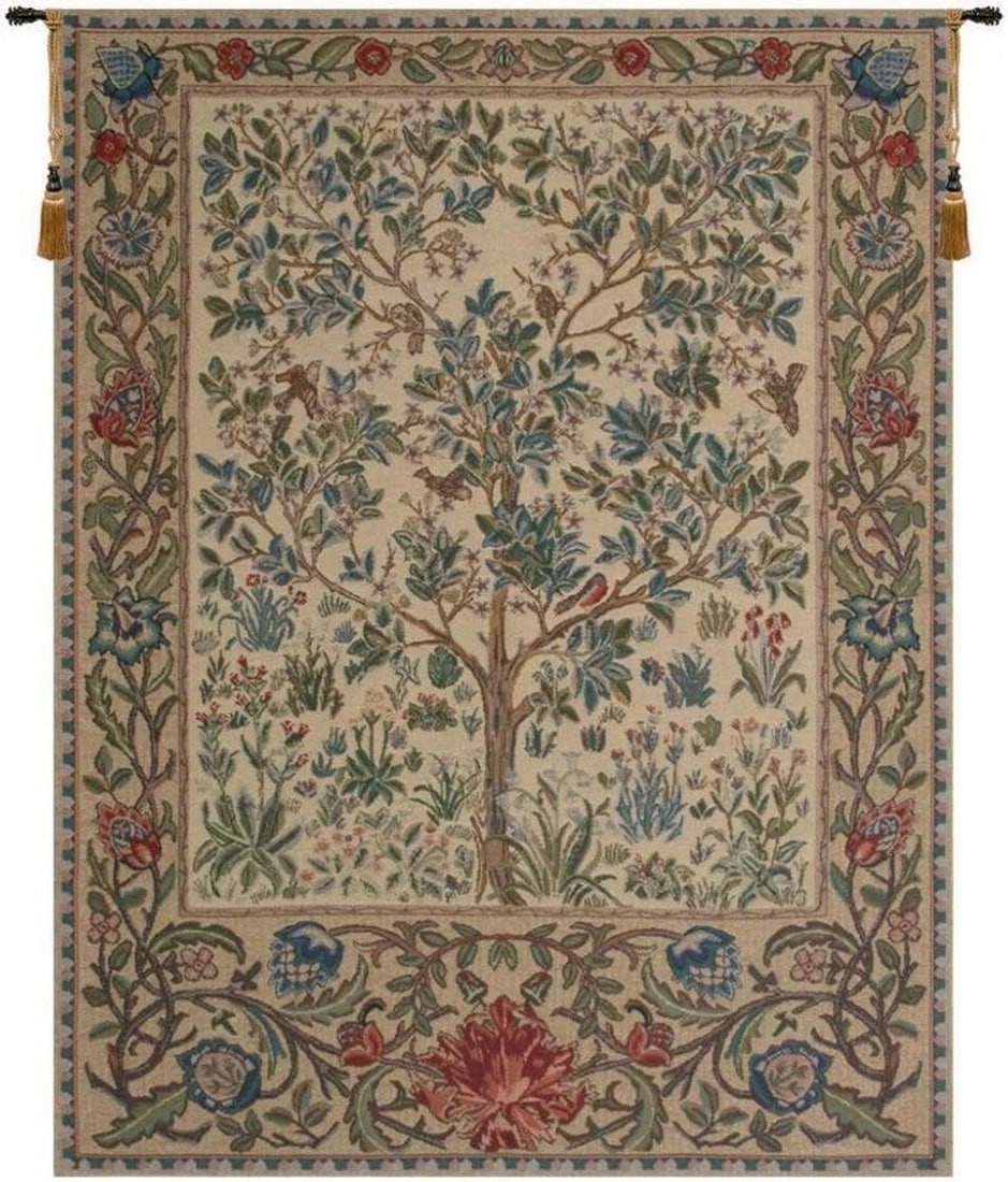 Tree of Life Beige – William Morris Inspired Belgian Wall Tapestry (1 of 4)