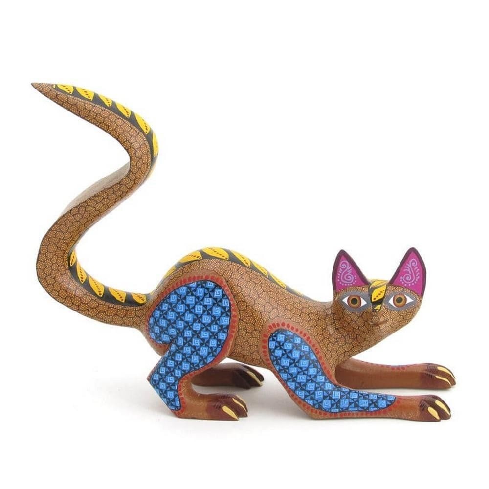 Golden Whimsy: Handcarved Yellow Raccoon Alebrije from Oaxaca (1 of 4)