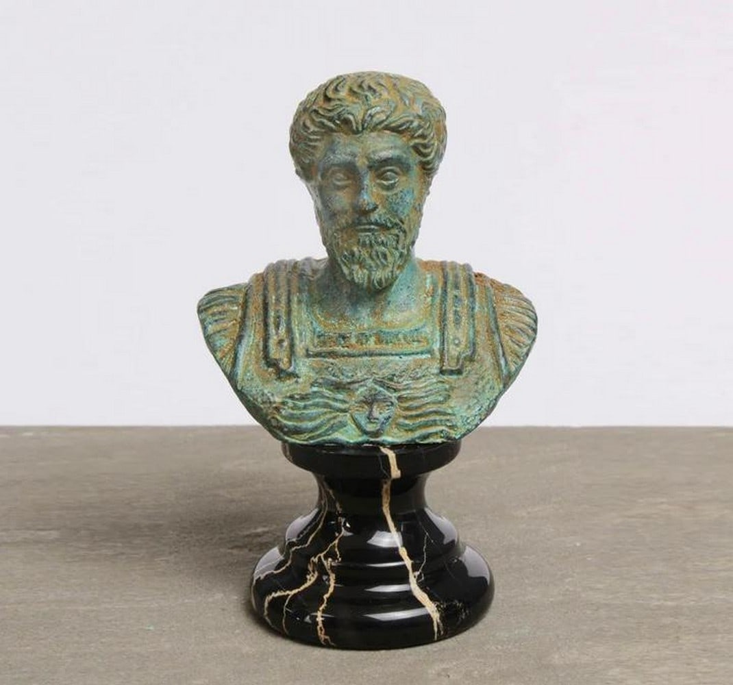 Marcus Aurelius: Stoic Emperor Bust: Marcus Aurelius: Stoic Emperor Bust The Marcus Aurelius Bust is a finely detailed tribute to the renowned Roman emperor and philosopher. Crafted with precision, this small yet commanding
