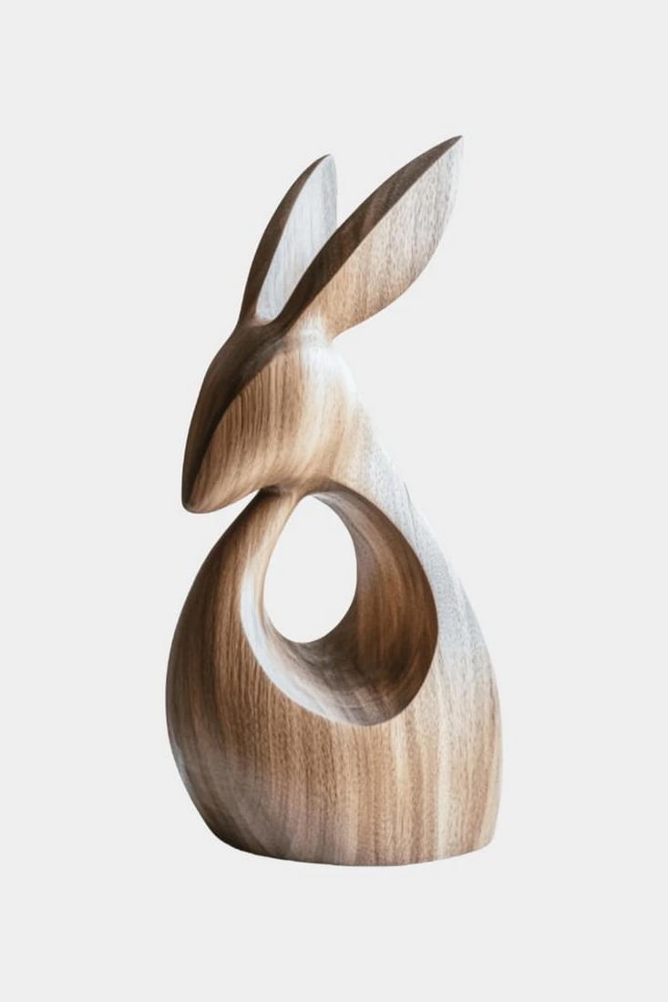 “Echoform?? Abstract Wooden Rabbit Sculpture (1 of 2)