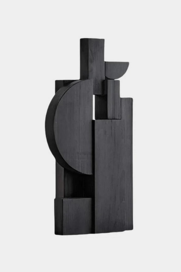 "Urban Cadence" Contemporary Wooden Sculpture: "Urban Cadence" Contemporary Wooden Sculpture Echoing the essence of structural design, this sculpture channels the language of modern architecture through its juxtaposition of curved and ang
