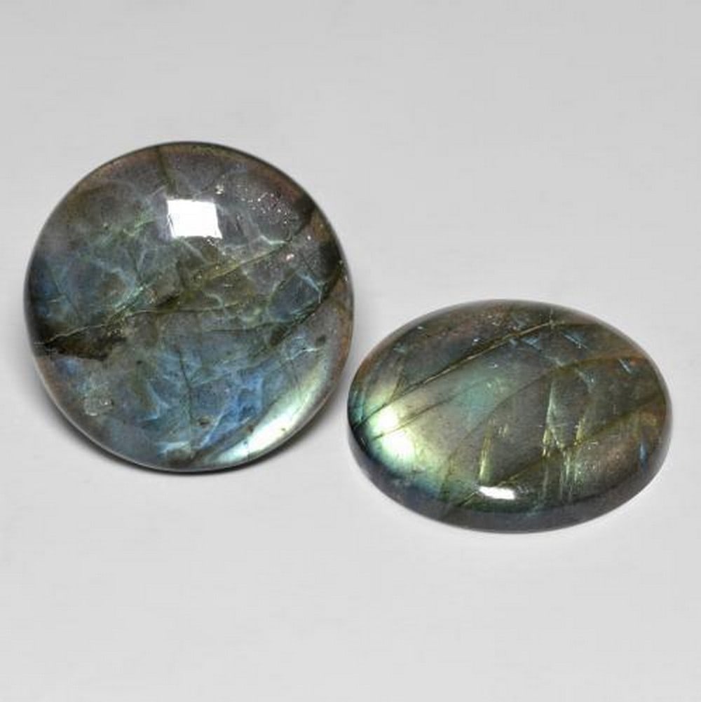 2pc Round Labradorite Pair - 2