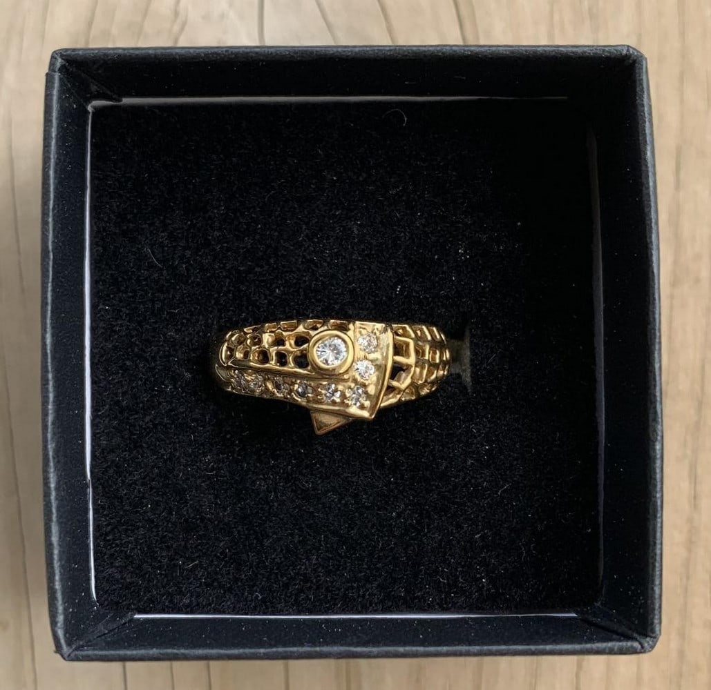 Gold Serpent Ring with Moissanite Eyes (1 of 3)