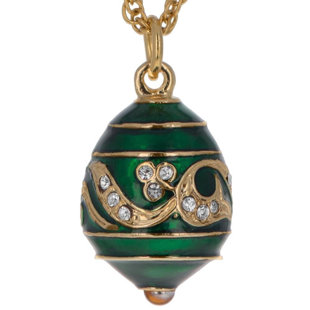 Green Enameled Wave Royal Inspired Egg Pendant Necklace: Green Enameled Wave Royal Inspired Egg Pendant Necklace Dimensions: 20" View Photos For More Details.
