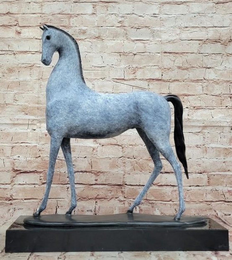 Noble Spirit: Bronze Horse Standing Proud in Blue-Green Patina (1 of 8)