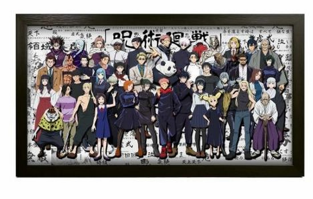 3D Paper Art Featuring Jujutsu Kaisen Characters in Black Frame: 3D Paper Art Featuring Jujutsu Kaisen Characters in Black Frame Dive into the dark, thrilling world of Jujutsu Kaisen with this handcrafted 3D paper art, showcasing your favorite sorcerers and cursed