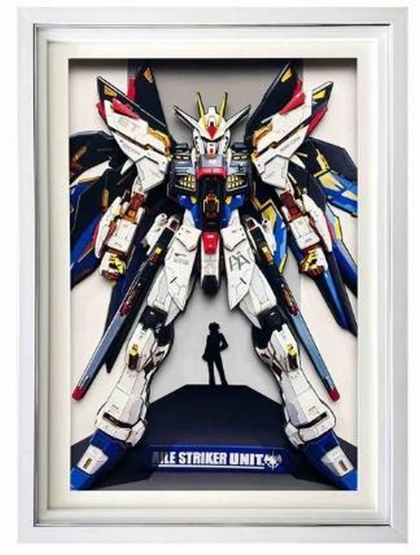 Aile Striker Spirit in the Frame 3D Paper Art Featuring Gundam in White Frame (1 of 4)