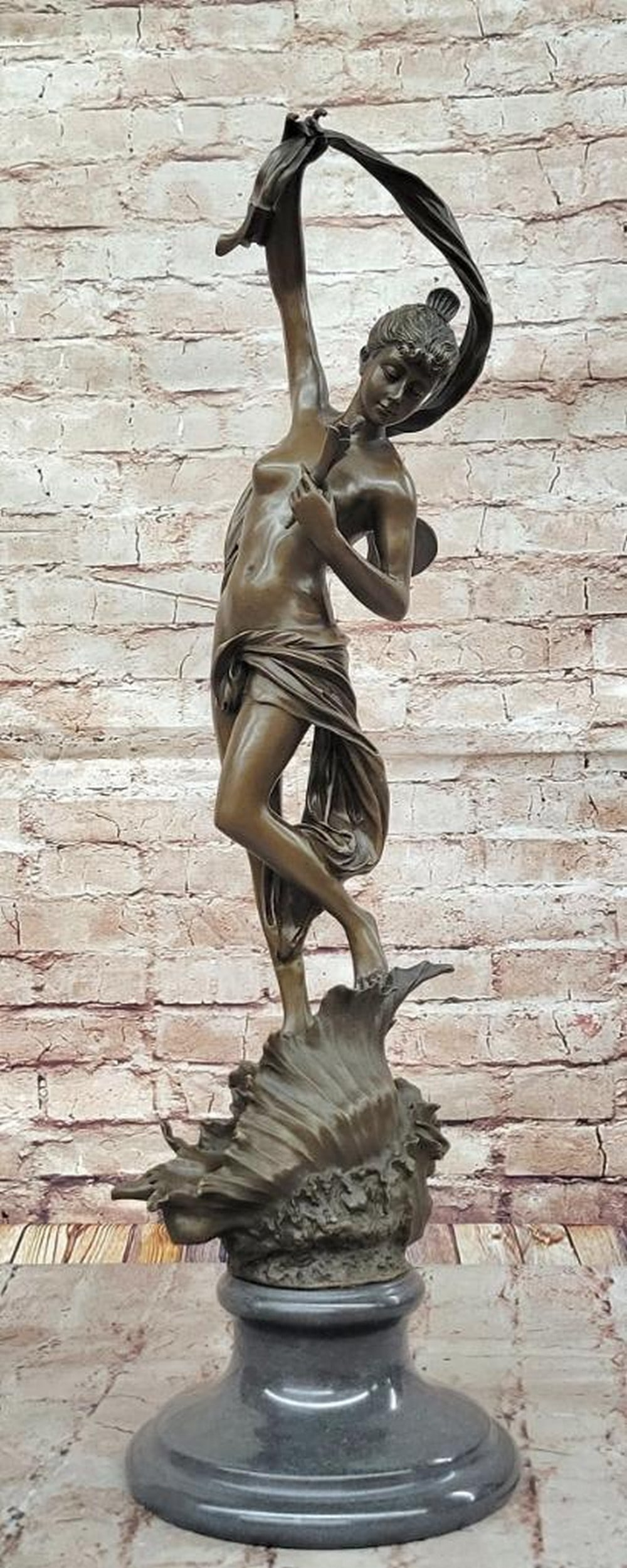 Winged Fairy Bronze Sculpture Inspired by Madrazzi - 26.5" x 9": Winged Fairy Bronze Sculpture Inspired by Madrazzi - 26.5" x 9" This enchanting bronze sculpture, signed by Madrazzi, embodies the ethereal beauty of a winged fairy, capturing the elegance an