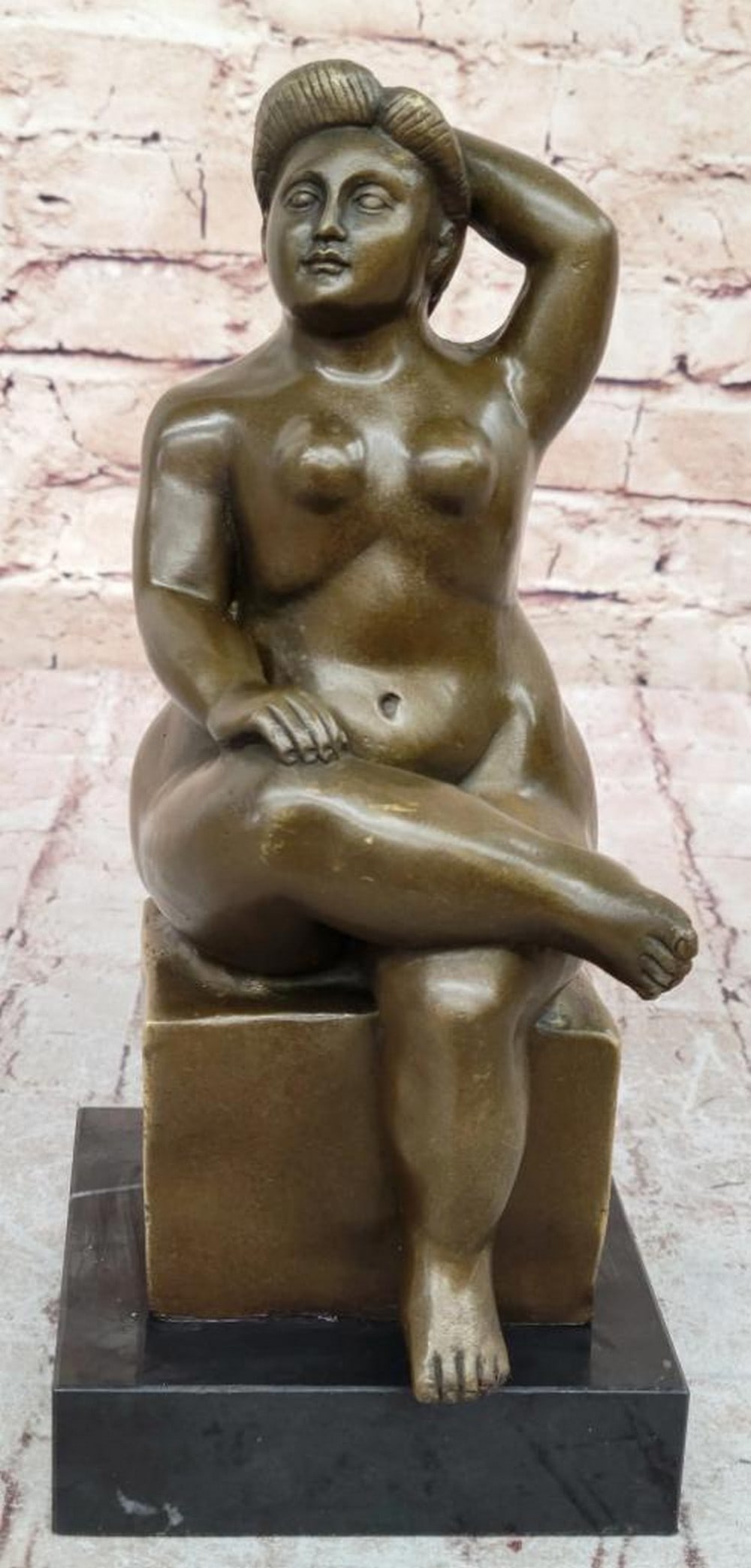 Ample Woman Bronze Sculpture Inspired by Fernando Botero - 11" x 4.5": Ample Woman Bronze Sculpture Inspired by Fernando Botero - 11" x 4.5" This striking bronze sculpture by Fernando Botero captures the artist’s signature celebration of volume and form throug