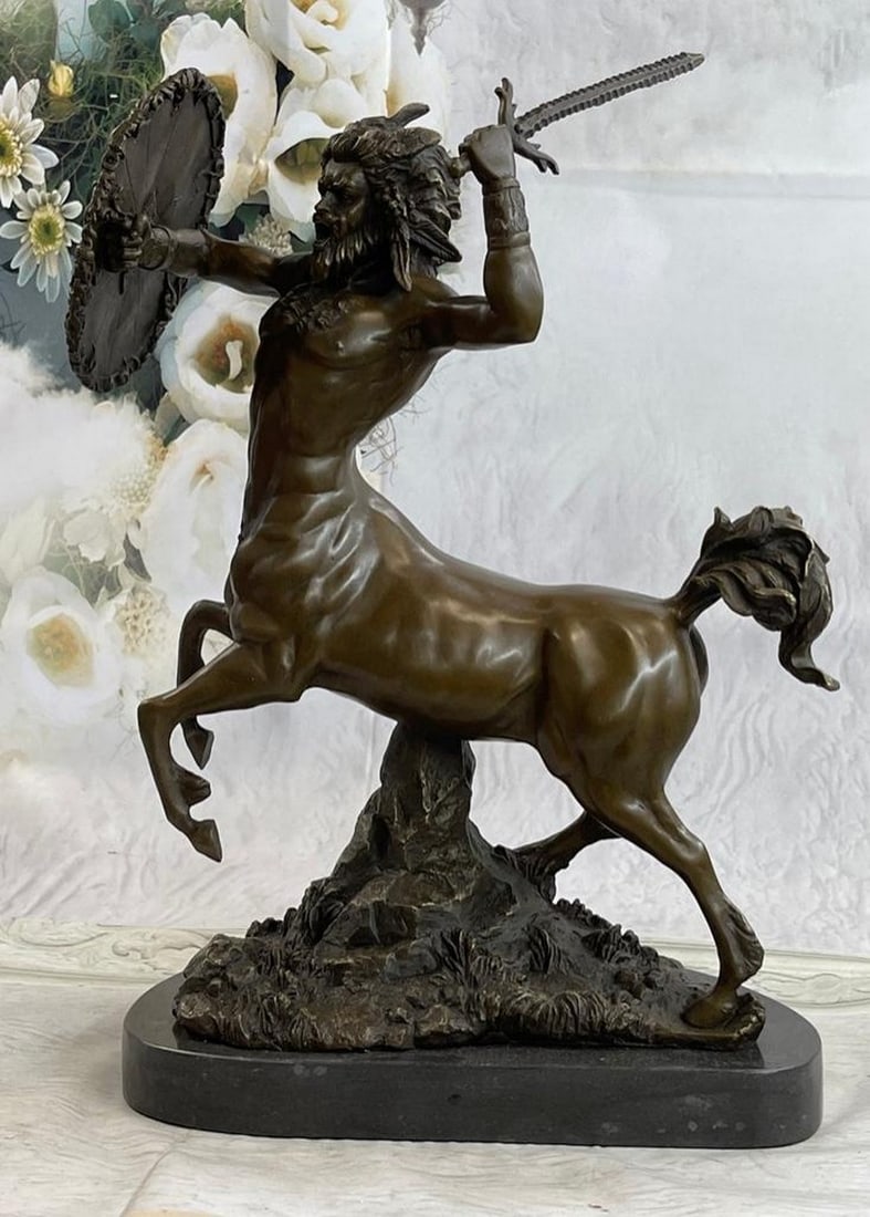 Stunning Bronze Centaur On Large Solid Marble Base - 2