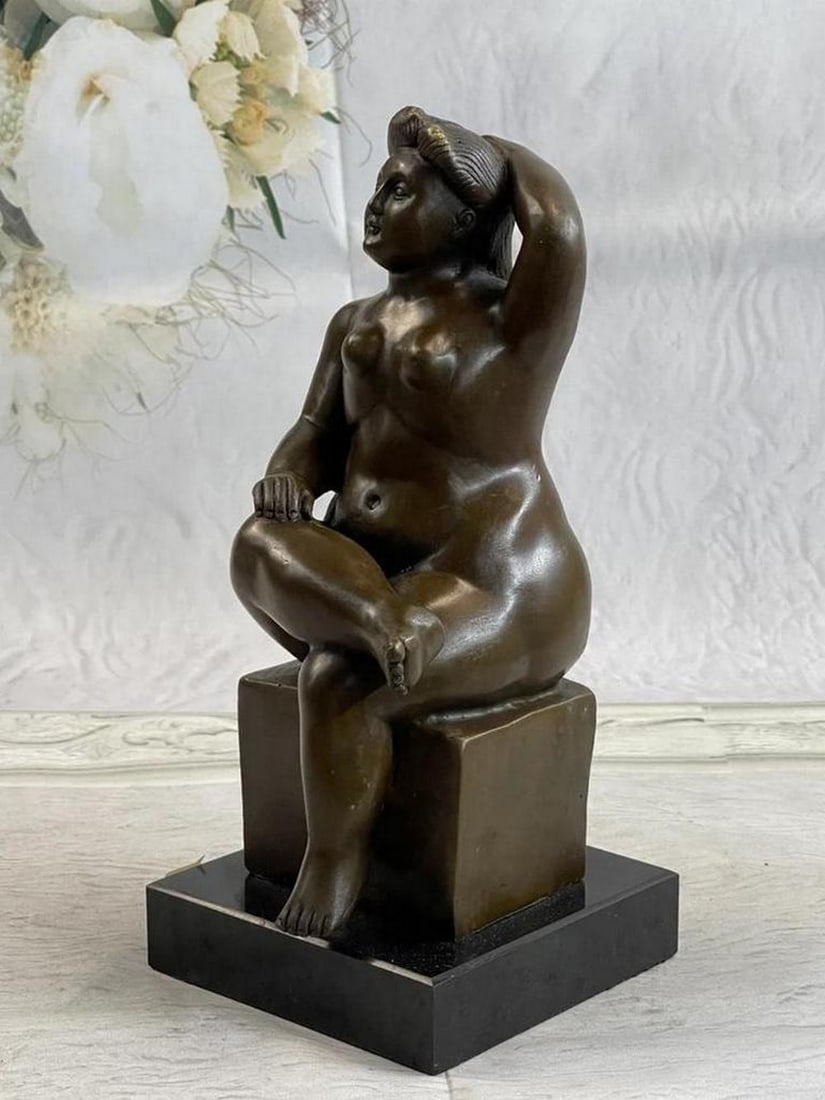 Proportionally Oversized Woman Bronze Art Sculpture Inspired by F. Botero on Marble Base - 11" x: Proportionally Oversized Woman Bronze Art Sculpture Inspired by F. Botero on Marble Base - 11" x 4.5" The "Proportionally Oversized Woman" Bronze Art Sculpture by the acclaimed artist