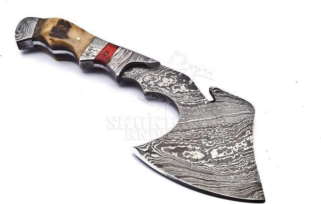 Woodsman Full Tang Damascus Bone Handled Hunting (1 of 1)