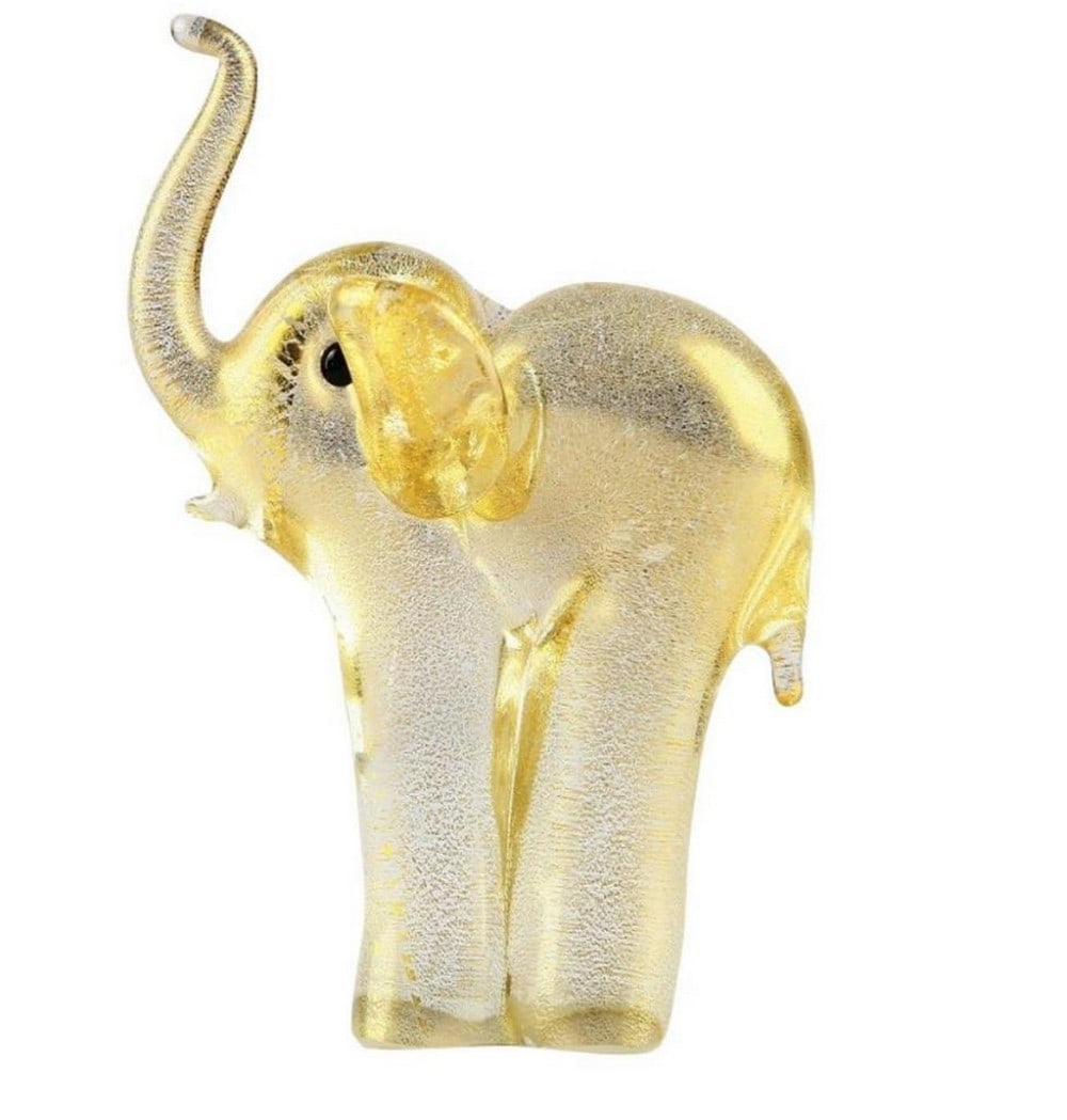 Gold Murano Glass Elephant Figurine: Gold Murano Glass Elephant Figurine Precious figurine, scultpure handmade in Murano glass and pure gold 24kt. The best quality for such a kind of little artwork in Murano glass, the best for quantity
