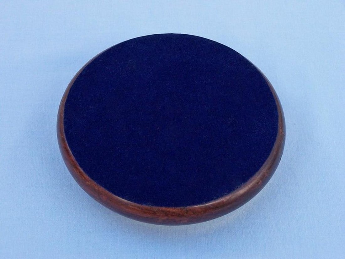 Brass Nautical Desk Compass on Wood Base - 6