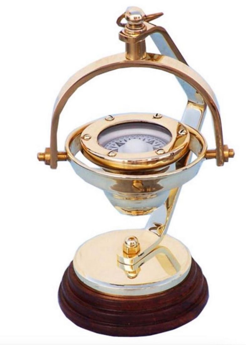 8" Solid Brass Hanging Compass (1 of 4)