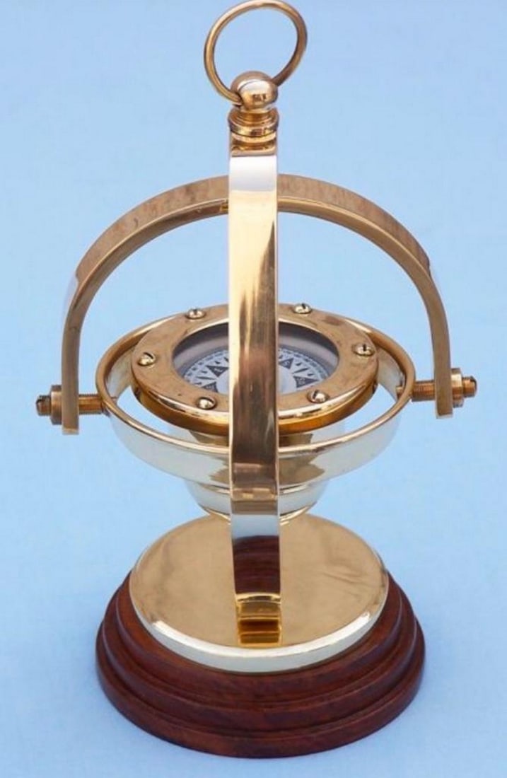 8" Solid Brass Hanging Compass - 4