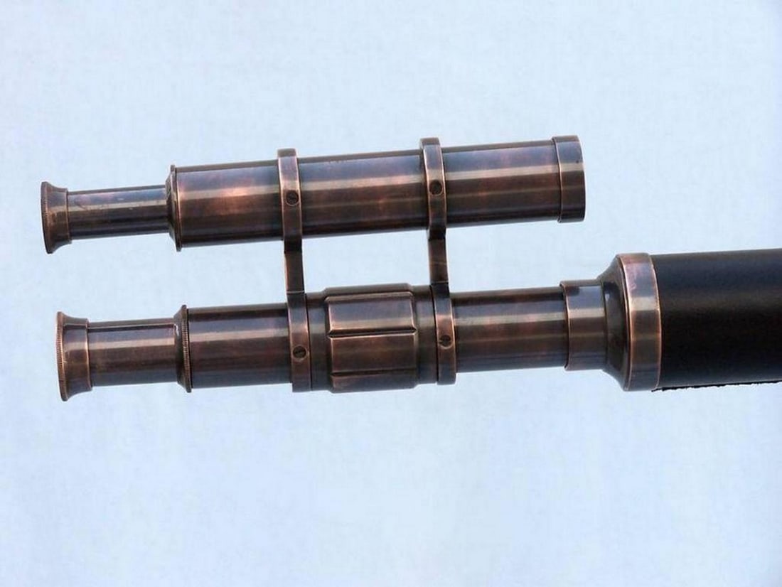 Antique Copper and Leather Griffith Astro Telescope - 65" Floor Standing - 3