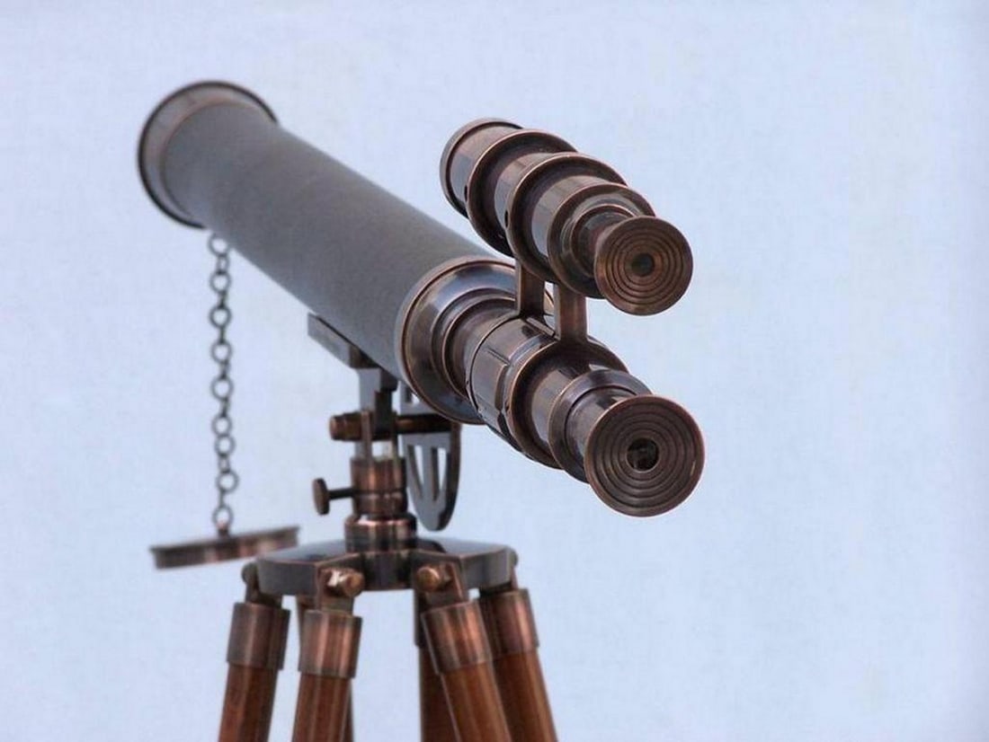 Antique Copper and Leather Griffith Astro Telescope - 65" Floor Standing - 4