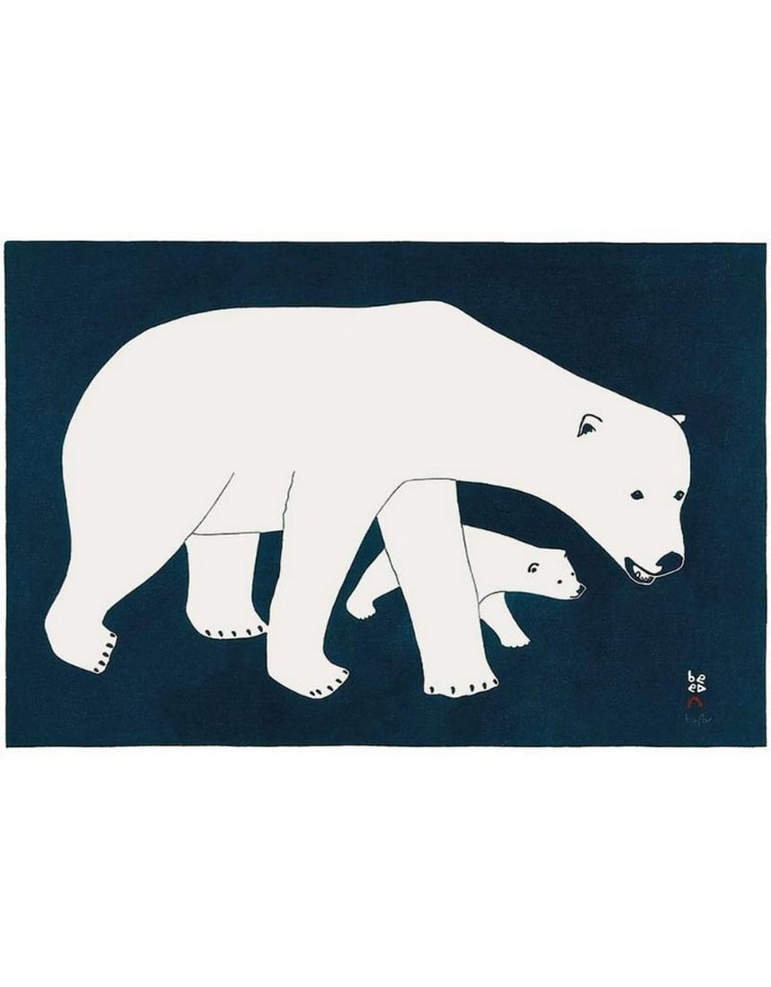 14" x 12" Bears on Blue by Kananginak Pootoogok Framed Print: 14" x 12" Bears on Blue by Kananginak Pootoogok Framed Print Kananginak Pootoogook was a sculptor, designer, draftsman, and printmaker, born in 1935 at the Ikerrasak camp on southern Baffin