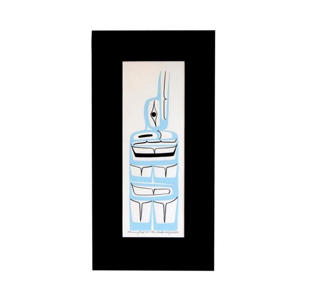 20" x 10.5" Light Blue Hummingbird Framed Original Painting by Ben Houstie (1 of 2)