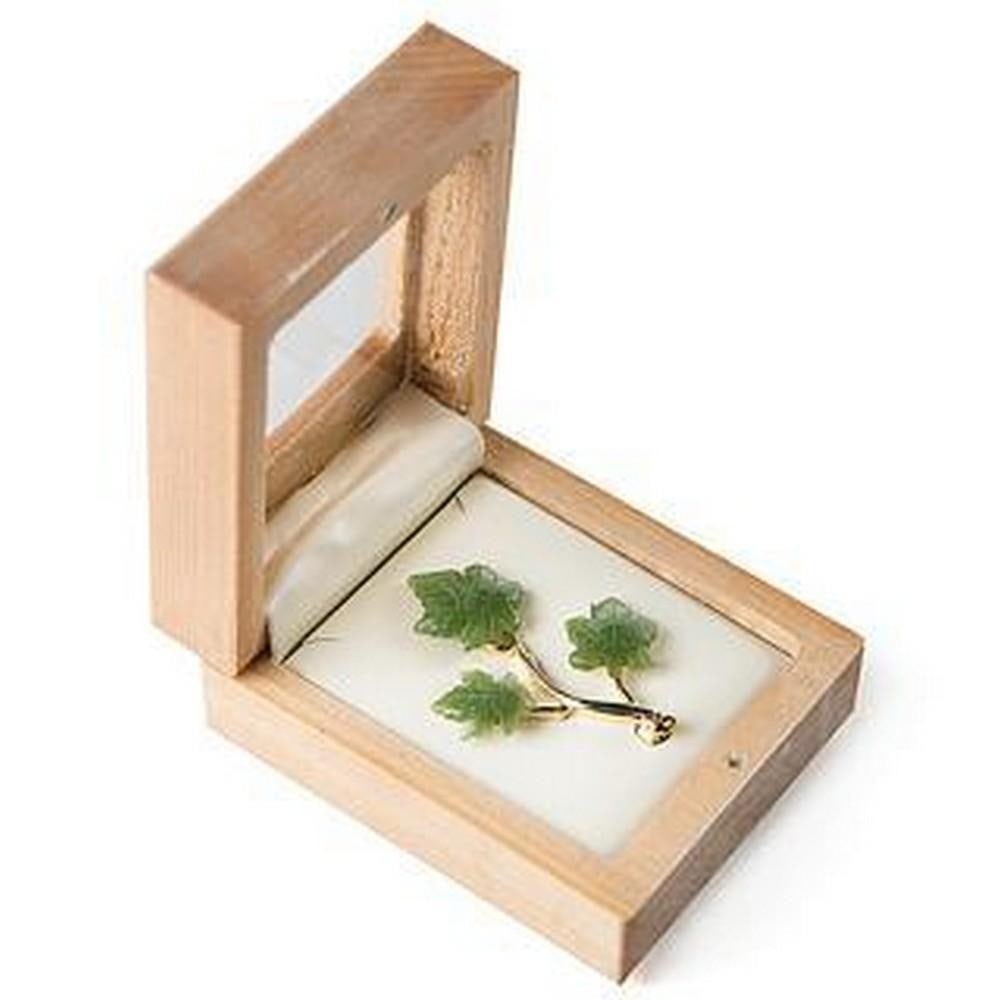 Canadian Jade Maple Leaves On Golden Branch Brooch (1 of 1)